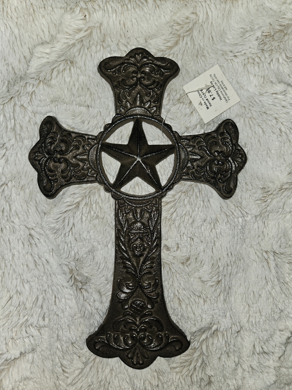 Decorative Cast Iron Cross Wall Accent in Dark Bronze